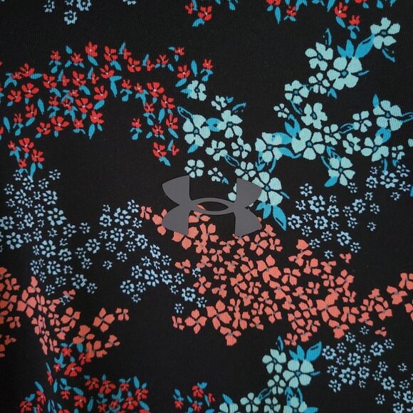 UNDER ARMOUR 2XL Playoff 3.0 Polo Golf Shirt Black Hydro Teal Stretch Floral AOP - Picture 6 of 10